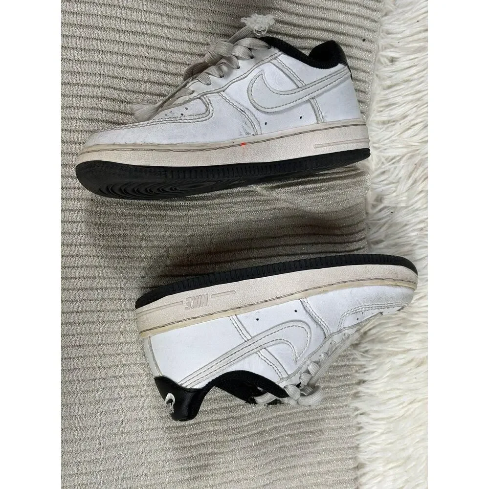 Nike Air Force 1 Shoes Sneakers Kids Size 11C White Black Low PS DV1332-100